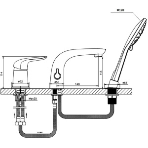 Смеситель на борт ванны Orange Otto М22-333cr хром
