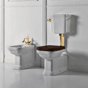 Купить Унитаз Kerasan Waldorf, со средним бачком, ручка смыва справа, золото в Москве с доставкой Унитаз Kerasan Waldorf, со средним бачком, ручка смыва справа, золото