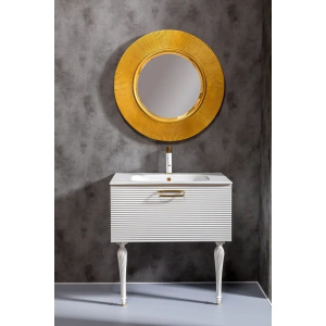 Тумба с раковиной Armadi Art Vallessi Avangarde Linea, 80 белая, с раковиной-столешницей