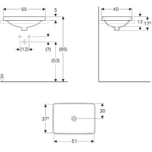 Раковина встраиваемая Geberit VariForm 55 500.738.01.2 белая