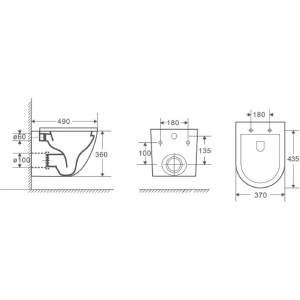 Унитаз подвесной D&K Matrix белый, безободковый, с микролифтом, слив торнадо