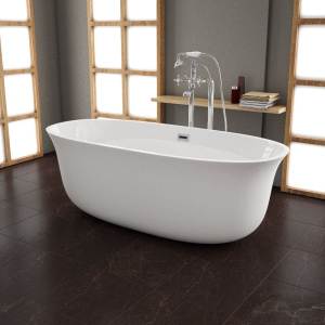 Акриловая ванна Grossman GR-1201 165x75 см, отдельностоящая, овальная, с каркасом, со сливом-переливом