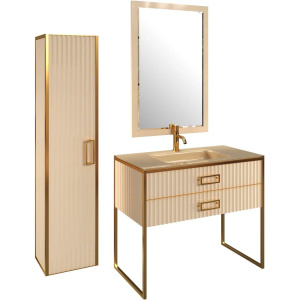 Шкаф-пенал Armadi Art Monaco подвесной, капучино глянец, золото