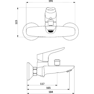 Купить Смеситель для ванны с душем Damixa Origin Bit 771000200 белый в Москве с доставкой Смеситель для ванны с душем Damixa Origin Bit 771000200 белый