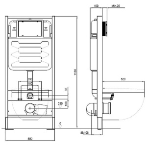 Комплект унитаз с инсталляцией, кнопкой и сиденьем Aquatek Вега SET AQUATEK ВЕГА-1905-013 KK-1 безободковый