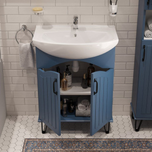 Купить Тумба с раковиной DIWO Сочи 65, синяя в Москве с доставкой Тумба с раковиной DIWO Сочи 65, синяя