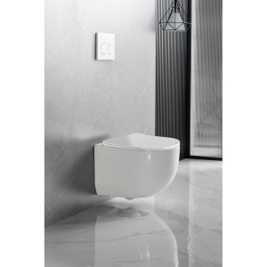 Купить Унитаз подвесной Vincea Globo VT1-52T подвесной, безободковый, фарфоровый, антивсплеск, белый, овальный в Москве с доставкой Унитаз подвесной Vincea Globo VT1-52T подвесной, безободковый, фарфоровый, антивсплеск, белый, овальный