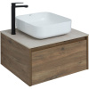 Тумба с раковиной STWORKI Карлстад 60 дуб рустикальный, простоун беж, с отверстием под смеситель в столешнице