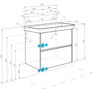 Тумба с раковиной Aquaton Сканди 75 1A2830K0SD010 белый глянец