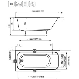 Акриловая ванна Ravak Chrome Slim 160х70 C731300000 белая