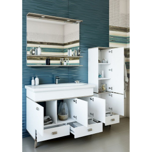 Купить Шкаф-пенал Sanflor Бруно R, белый, орегон в Москве с доставкой Шкаф-пенал Sanflor Бруно R, белый, орегон