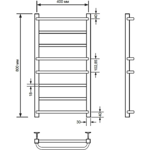 Полотенцесушитель водяной Comfysan Puro-K W-8 80х40 черный матовый