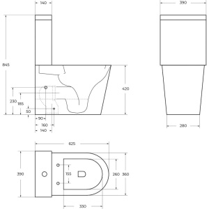 Унитаз-компакт BelBagno Flay-r BB2149CP-TOR безободковый, крышка BB105SC с микролифтом, бачок BB2149T