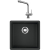 Комплект Мойка кухонная Omoikiri Kata 44-U-BL черная + Смеситель Nagano BN нержавеющая сталь