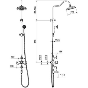 Душевая стойка Aquatek Классик AQ2543PG полированное золото