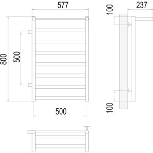 Купить Полотенцесушитель водяной Terminus Хендрикс П8 500x800  с полкой, с боковым подключением 500 слева в Москве с доставкой Полотенцесушитель водяной Terminus Хендрикс П8 500x800  с полкой, с боковым подключением 500 слева