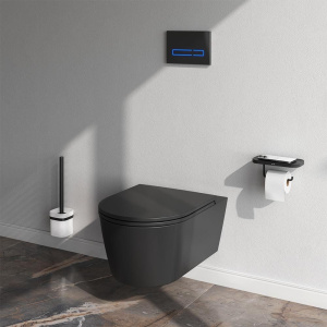 Купить Унитаз подвесной AM.PM Func C8F1701MBSC безободковый, с микролифтом, матовый черный в Москве с доставкой Унитаз подвесной AM.PM Func C8F1701MBSC безободковый, с микролифтом, матовый черный