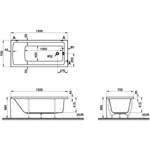 Акриловая ванна VitrA Neon 150x70 52510001000 (уценка 248170)