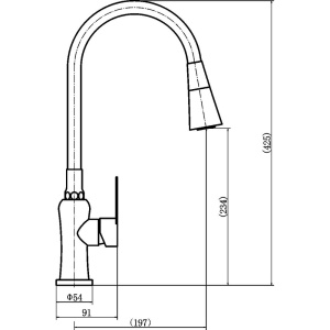 Смеситель для кухни Fashun A54801+N7356 с гибким изливом, сатин, белый