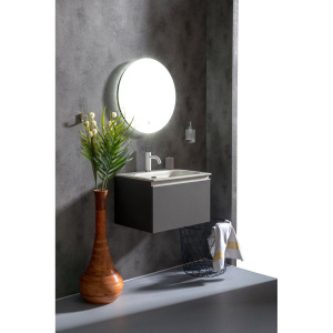 Тумба с раковиной Armadi Art Vallessi 60 антрацит матовая, с белой раковиной