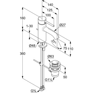 Смеситель для раковины Kludi Bozz 382700576 хром