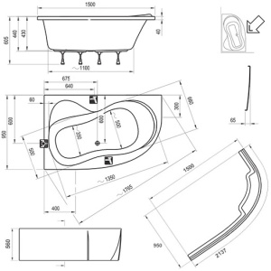 Акриловая ванна Ravak Rosa 95 150х95 C551000000 L белая