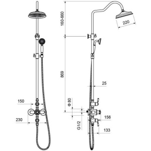 Душевая стойка Aquatek Классик AQ2563PG полированное золото