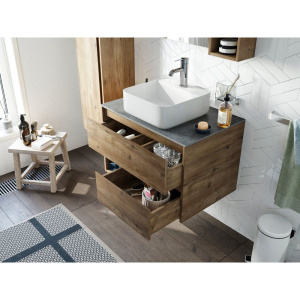 Тумба с раковиной STWORKI Карлстад 75 дуб рустикальный, роверелла