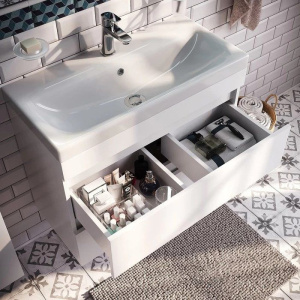 Купить Тумба с раковиной IDDIS Zodiac 80 подвесная, с ящиками в Москве с доставкой Тумба с раковиной IDDIS Zodiac 80 подвесная, с ящиками