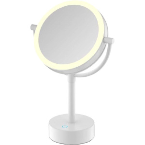 Косметическое зеркало Java S-M221W с подсветкой, двухстороннее, поворотное, белое