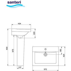 Раковина подвесная Santeri Орион 60 1.3110.8.S00.11B.0 белая
