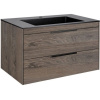 Тумба с раковиной Vincea Chiara 2D 80, 2 ящика, темный дуб, с черной раковиной