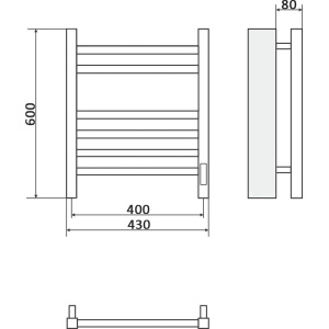 Полотенцесушитель электрический Ника Step 2 60/40, матовый черный RAL9005