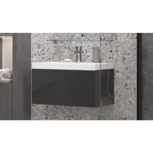 Тумба с раковиной Velvex Edge 70.1Y подвесная, графит