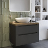 Мебель для ванной STWORKI Берген 80, серая со светлой столешницей, раковина Moduo 55 Leaf