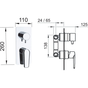 Смеситель для ванны с душем Remer Vanity V92 С ВНУТРЕННЕЙ ЧАСТЬЮ