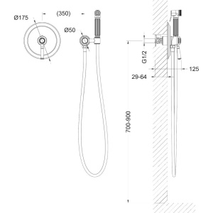 Гигиенический душ Timo Arisa 5309/03SM со смесителем, С ВНУТРЕННЕЙ ЧАСТЬЮ. черный