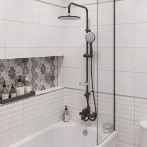 Купить Шторка на ванну DIWO Ростов 4GW015 неподвижная, 40x150, черная матовая в Москве с доставкой Шторка на ванну DIWO Ростов 4GW015 неподвижная, 40x150, черная матовая