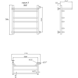 Полотенцесушитель водяной Тругор Браво ПМ 3 П ЛЦ4 R, 50x60x50, с полкой