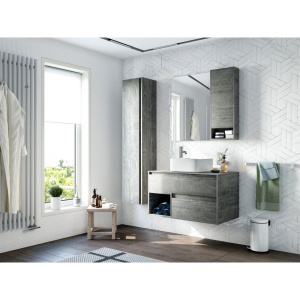 Тумба с раковиной STWORKI Карлстад 90 дуб рошелье, роверелла, с отверстием для смесителя в столешнице