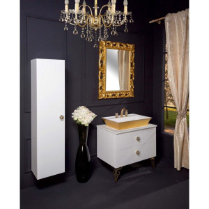 Шкаф-пенал Armadi Art NeoArt белый с ручкой Flora золото