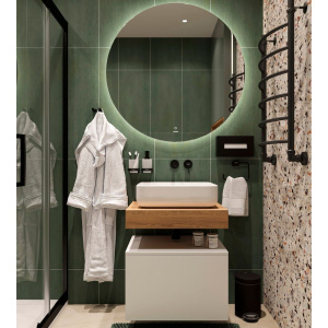 Столешница STWORKI Ольборг 60 дуб французский, без отверстий, с тумбой 60, с раковиной STWORKI Soul 1 белой