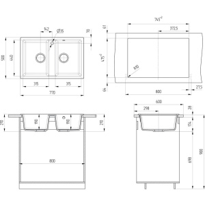 Купить Мойка кухонная Ulgran U-608 -343 антрацит в Москве с доставкой Мойка кухонная Ulgran U-608 -343 антрацит