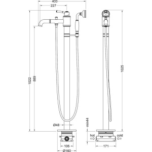 Напольный смеситель для ванны с душем Timo Arisa 5300/03Y-CR С ВНУТРЕННЕЙ ЧАСТЬЮ, черный