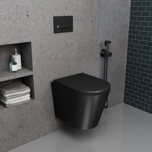 Унитаз подвесной D&K Venice черный, безободковый, с микролифтом