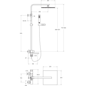 Душевая стойка BelBagno Luce VSCM ORO