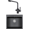 Комплект Мойка кухонная Paulmark Kante 60 PM106052-BL черный + Смеситель Kaiser Decor 40144-2 черный мрамор