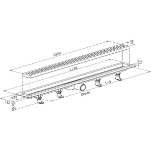 Душевой трап (лоток) Plastbrno DESIGN 5 SZE5391 с решеткой и опорами