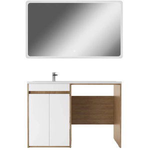 Купить Тумба с раковиной Домино Domino L, 120, дуб вотан, белая, под стиральную машину в Москве с доставкой Тумба с раковиной Домино Domino L, 120, дуб вотан, белая, под стиральную машину