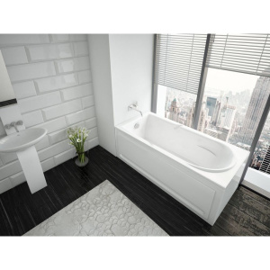 Акриловая ванна Акватек Леда LED170-0000034 170x80 см, с каркасом, с экраном, со сливом-переливом, слив слева